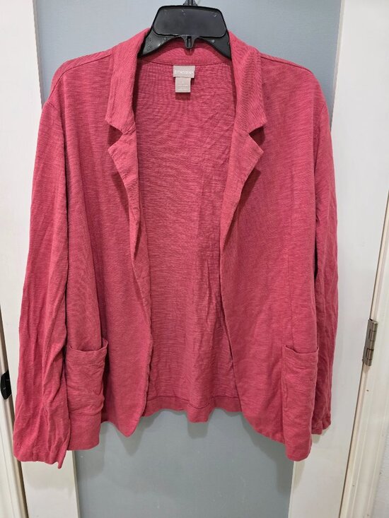 Chico's Sweaters - CHICO'S XXL (4) Pink Cotton Modal Open Cardigan Sweater Plus Size Knit Blazer